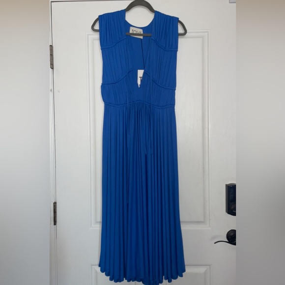 TOVE Albie Sleeveless Midi Dress size 38/ US 6 NWT Blue Jersey Stretch - Picture 4 of 9